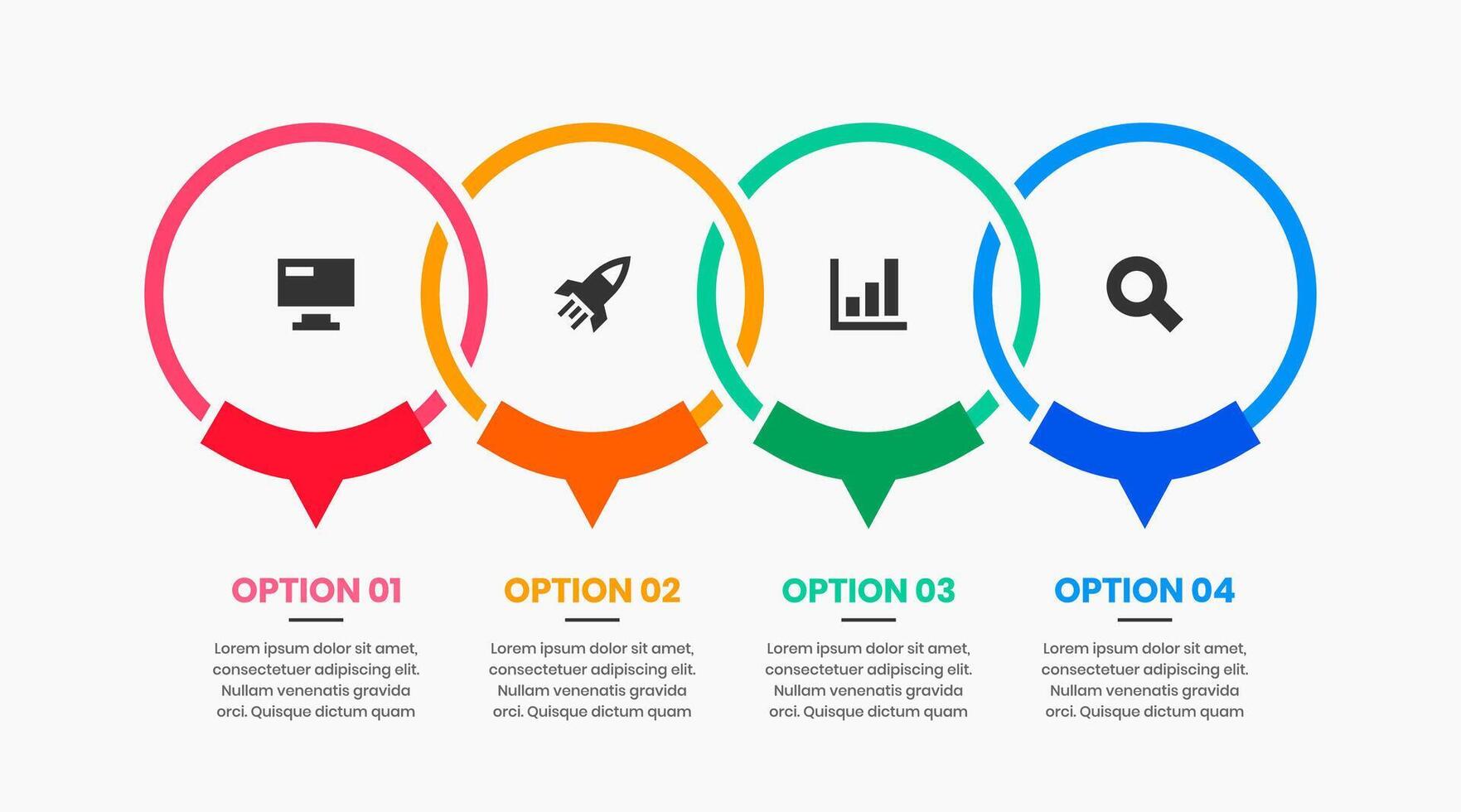 Abstract Infographic Element Design Templates with Icons and 4 Options. Suitable for Process Diagram, Presentations, Workflow Layout, Banner, Infographic. vector
