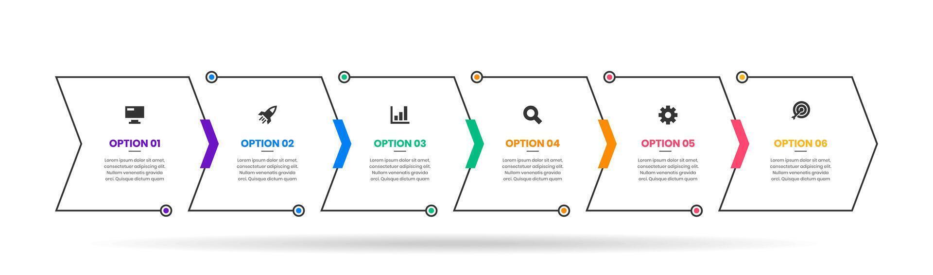 Line Infographic Element Design Templates with Icons and 6 Options. Suitable for Process Diagram, Presentations, Workflow Layout, Banner, Flow Chart, Infographic. vector