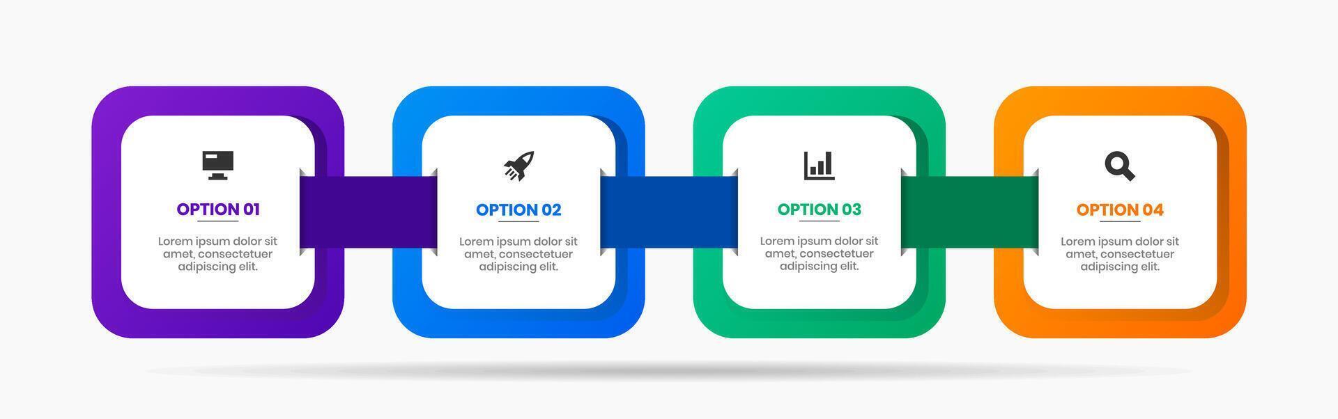 Square Infographic Element Design Templates with Icons and Four Options or Steps. Suitable for Process Diagram, Presentations, Workflow Layout, Banner, Infographic. vector