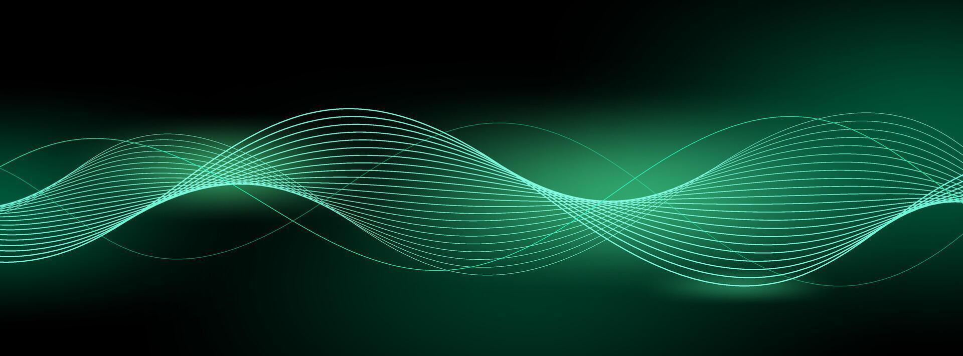 Green Wave Banner Background with Abstract Flowing Lines Design vector