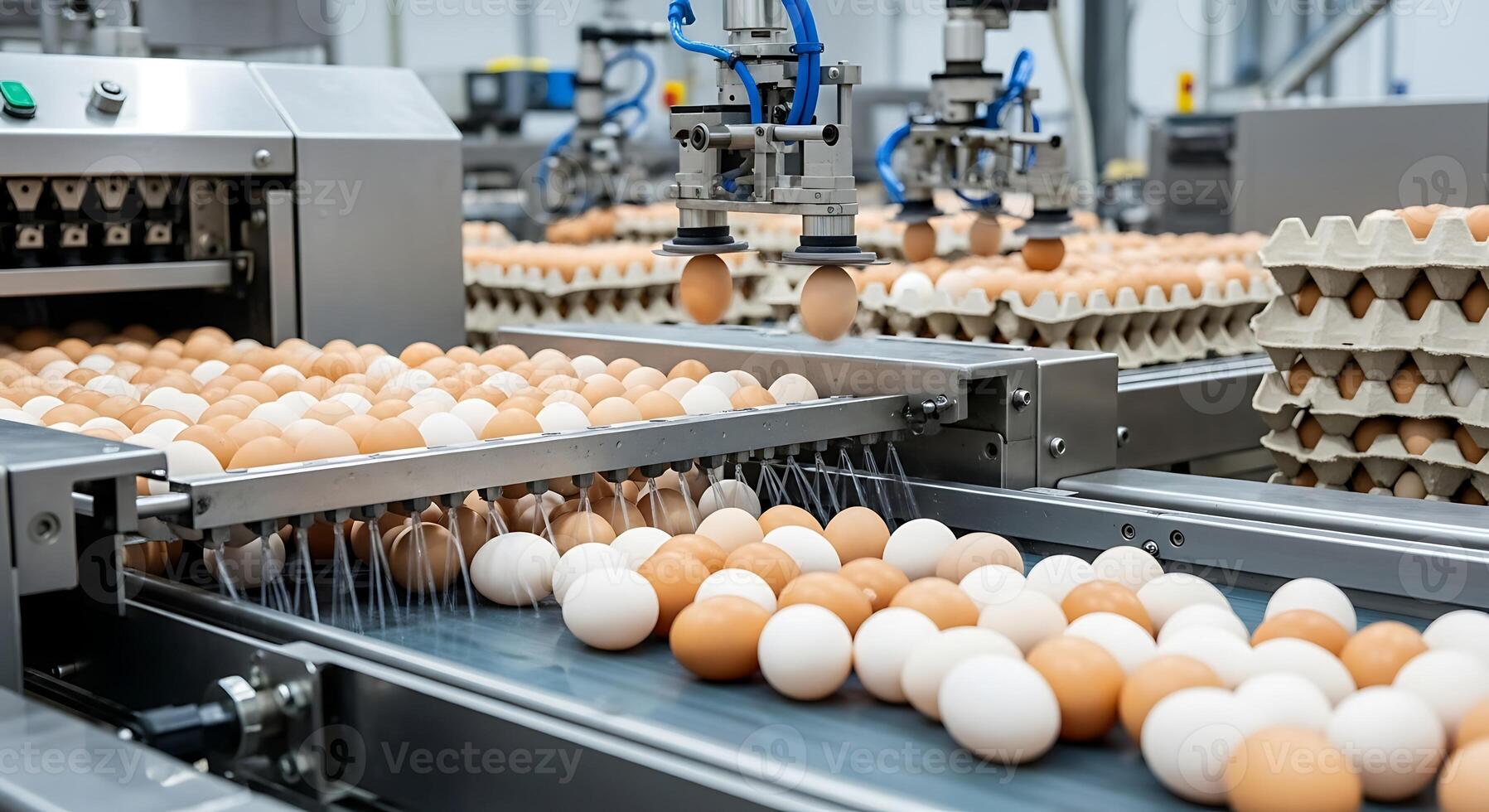Food manufacturing of eggs with quality testing and sorting machine photo