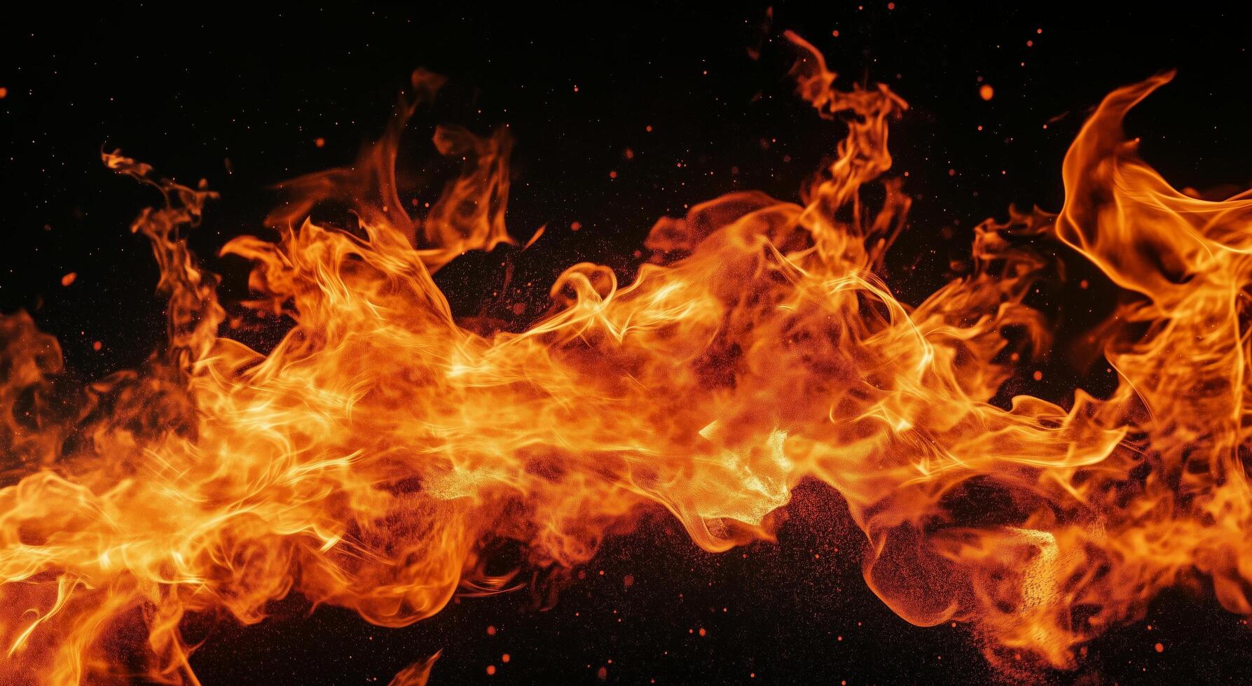 Vibrant Flames Create Mesmerizing Patterns Against a Dark Background During a Nighttime Fire Display photo