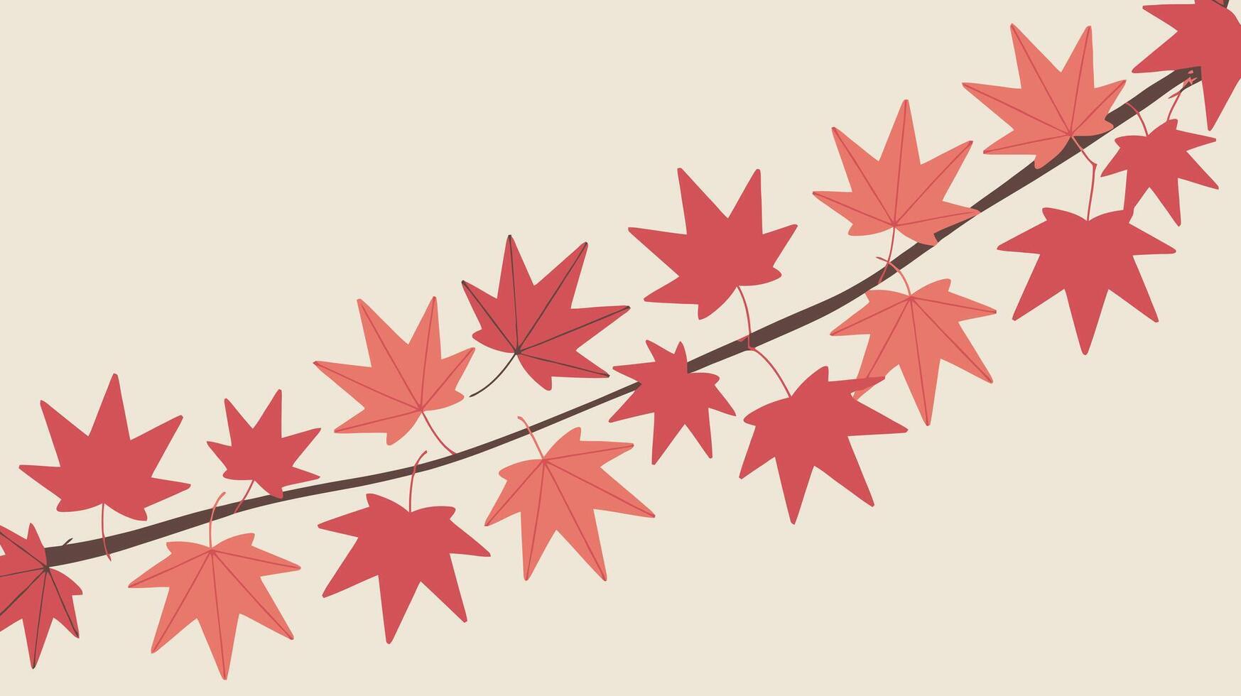 a branch with red leaves hanging from it vector