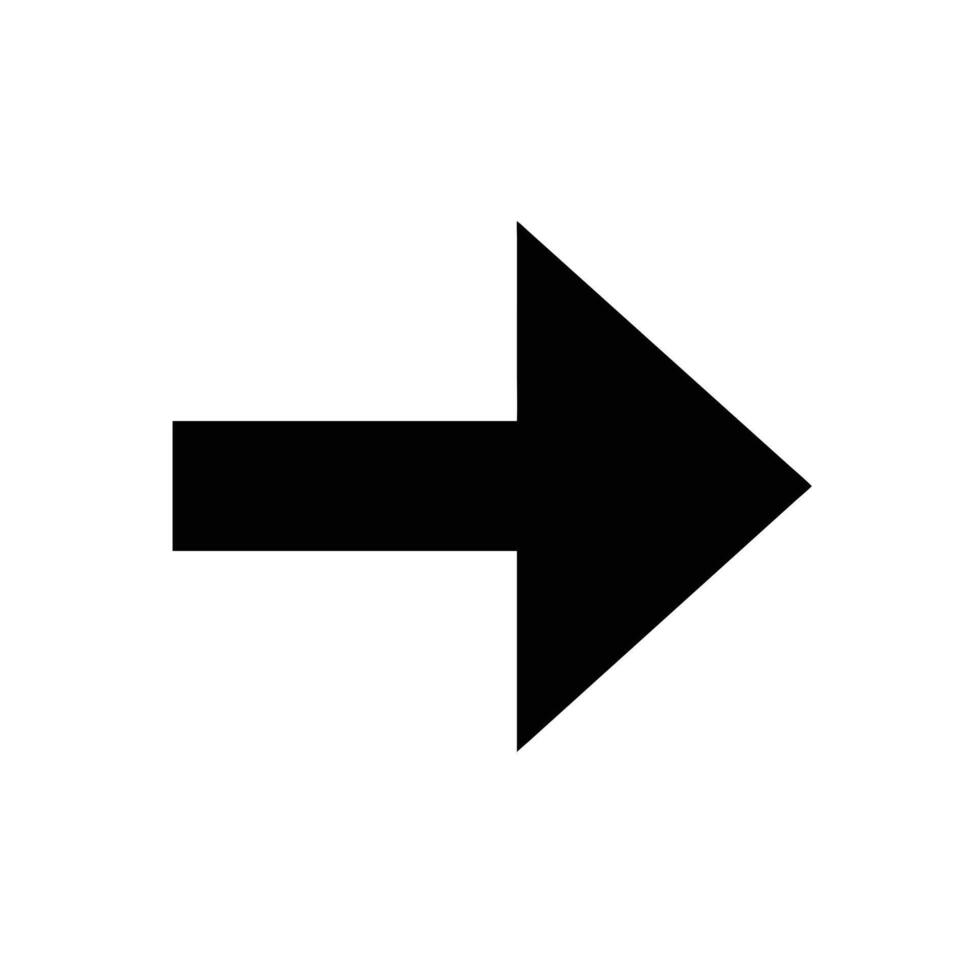 Bold solid black arrow pointing left simple graphic for directional design and navigation elements vector