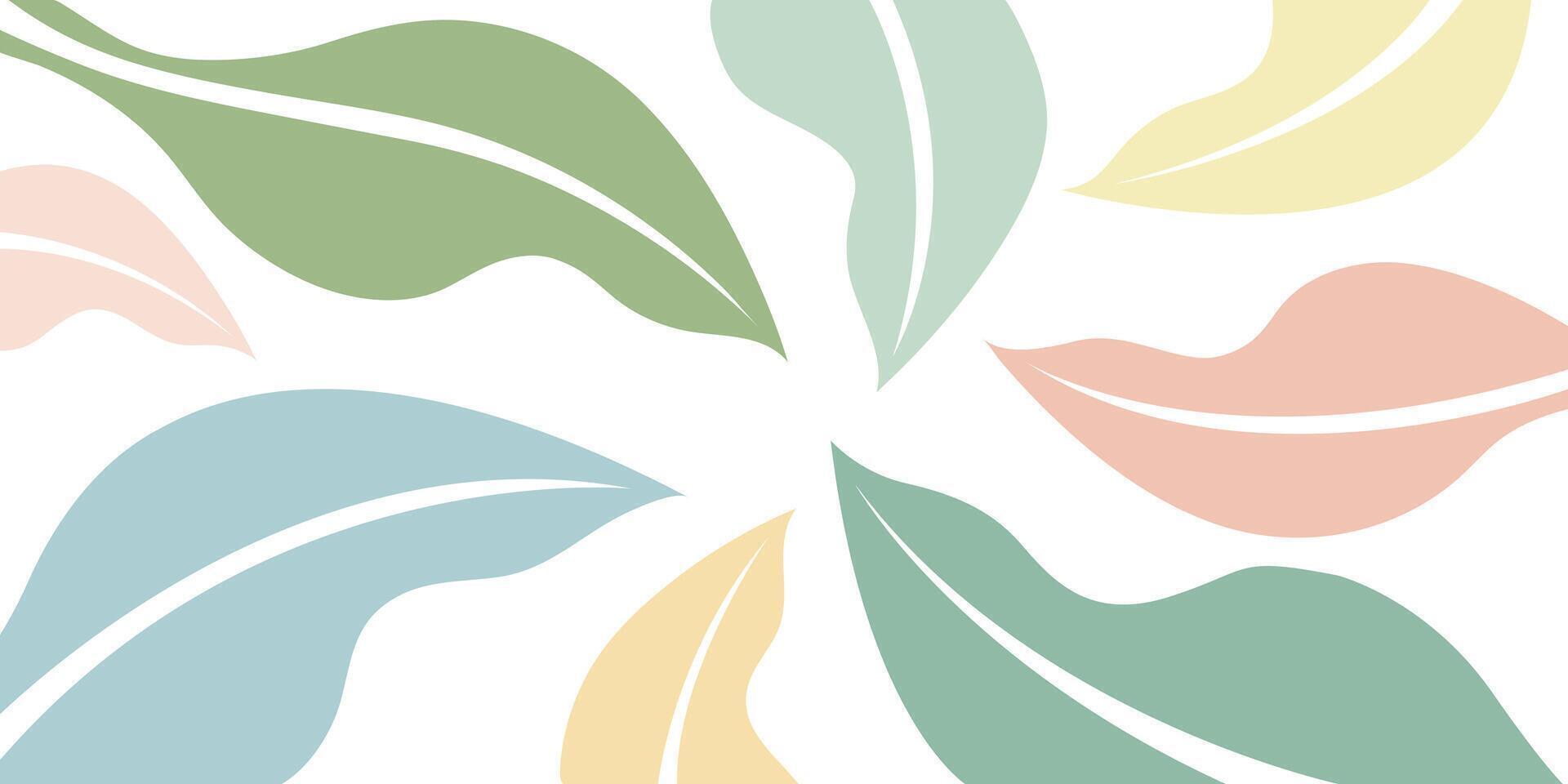 Pastel leaves pattern on with a circular arrangement vector