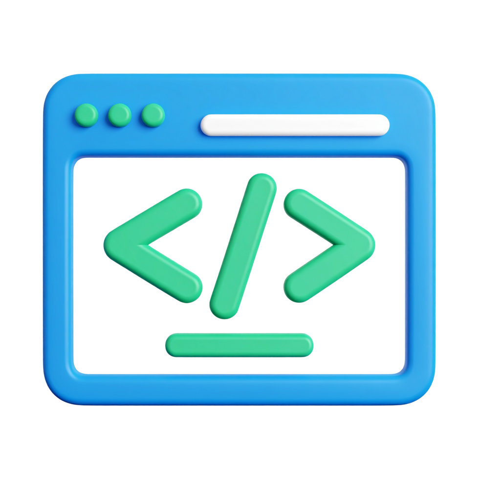 3d codice finestra icona mostrando programmazione linguaggio su trasparente sfondo png
