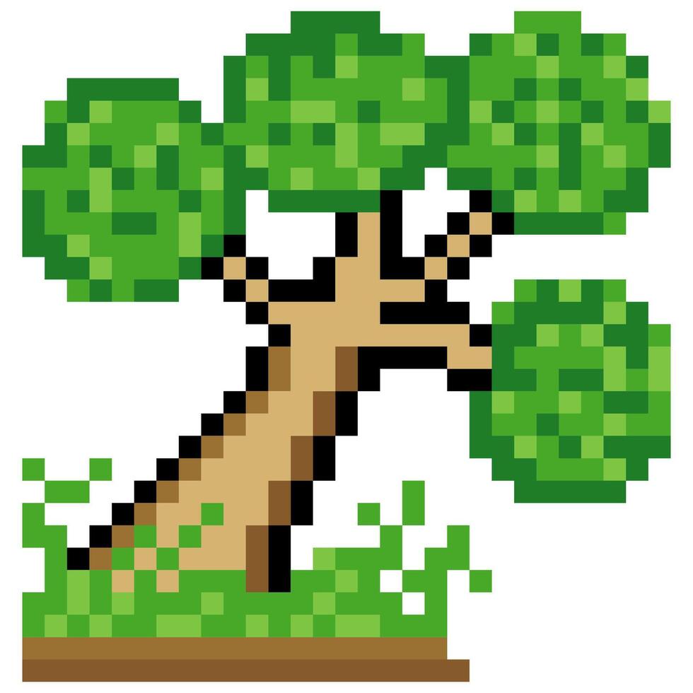 Tree with pixel art isolated on white background vector
