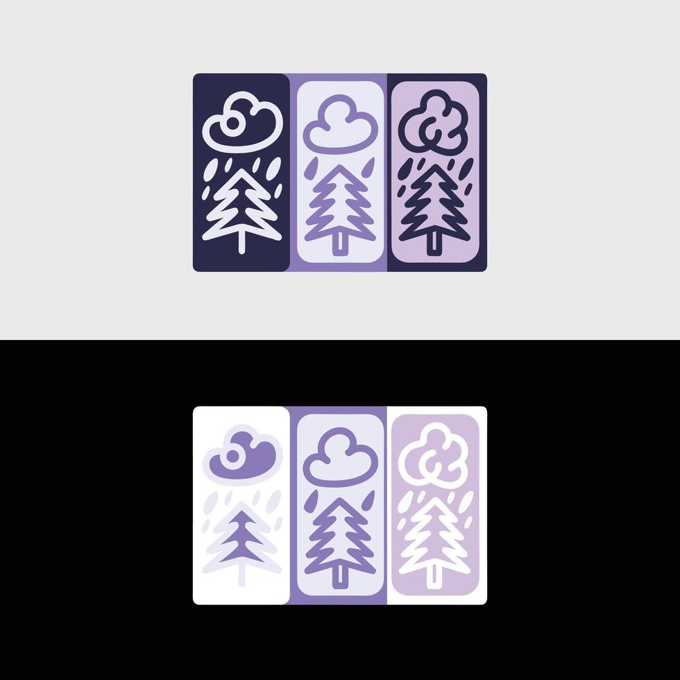 Weather forecast rain cloud tree illustration graphic design icons set for web and print use vector