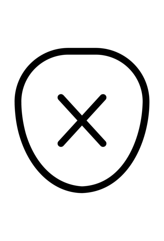 Shield with a simple cross or x mark. Secure cancellation with a cross symbol. Icon of an x mark on a shield. vector