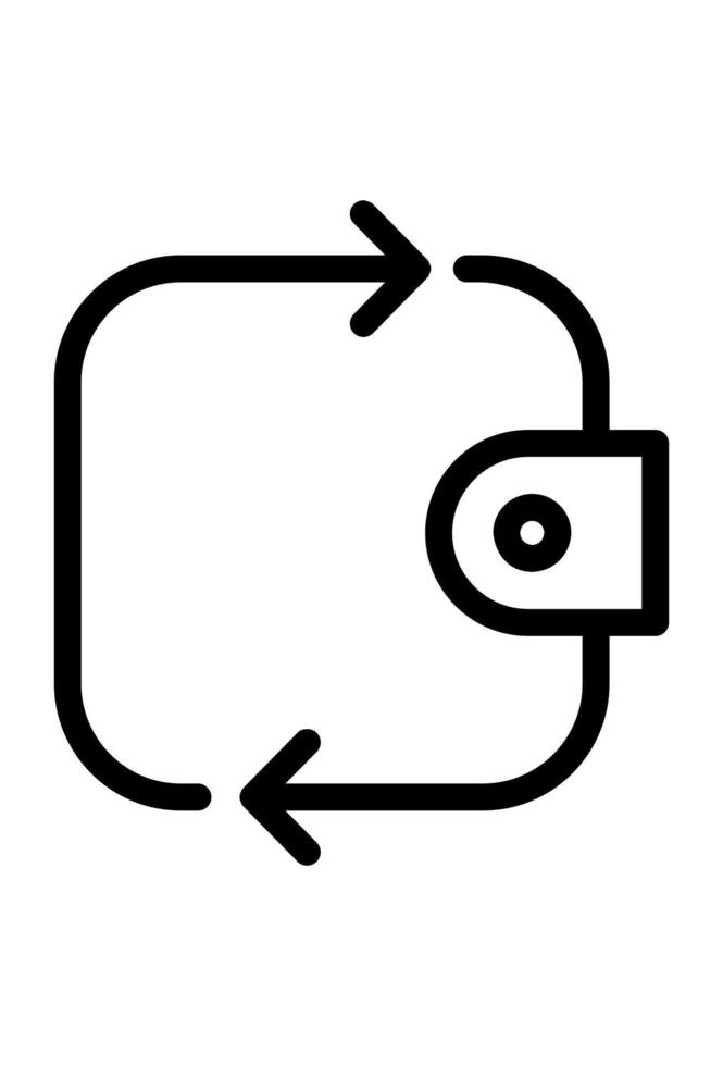 Wallet with circular arrows representing transaction. Wallet icon with money transfer arrows. Icon of a wallet with exchange arrows. vector