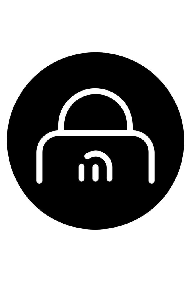 Solid black circle with white padlock icon. A secure padlock on a black background. Padlock with abstract waves icon. vector