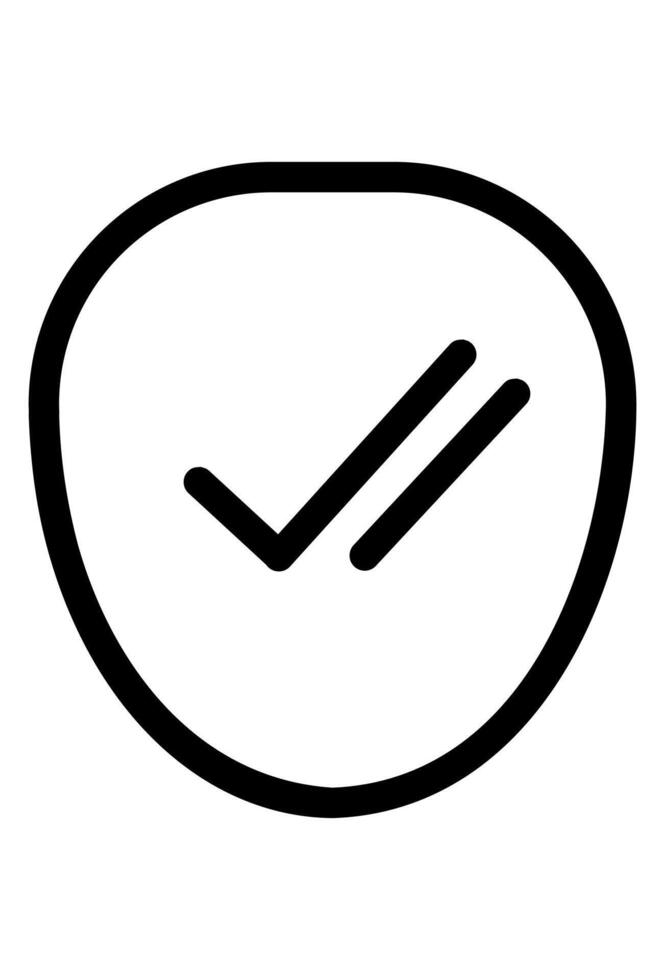 Double checkmark icon inside a shield. Shield with two check marks for validation. Secure completion with a double checkmark. vector