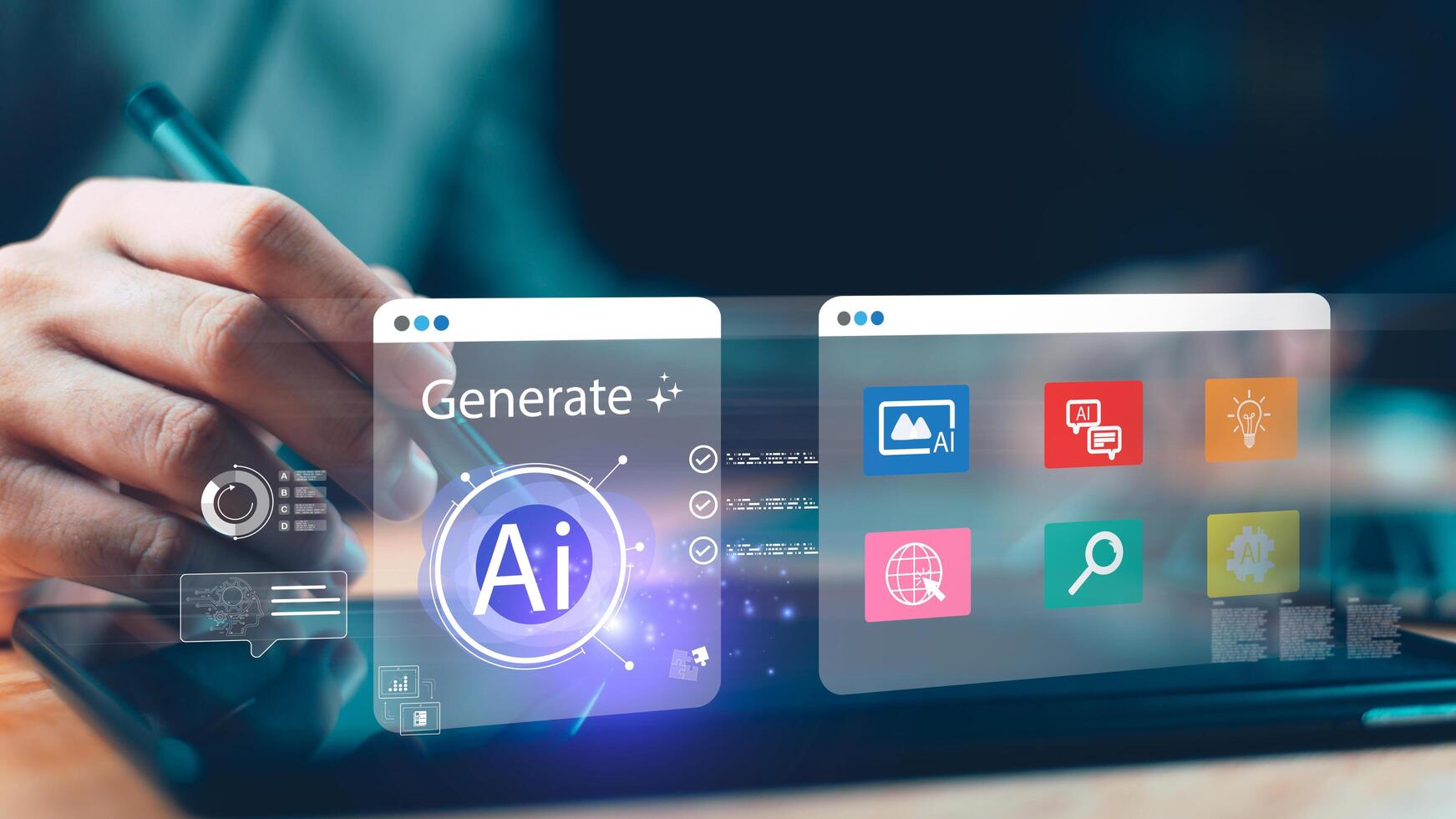 Innovative concept of artificial intelligence technology, digital transformation, and machine learning for future business growth, automation, creativity, and data-driven solutions. photo