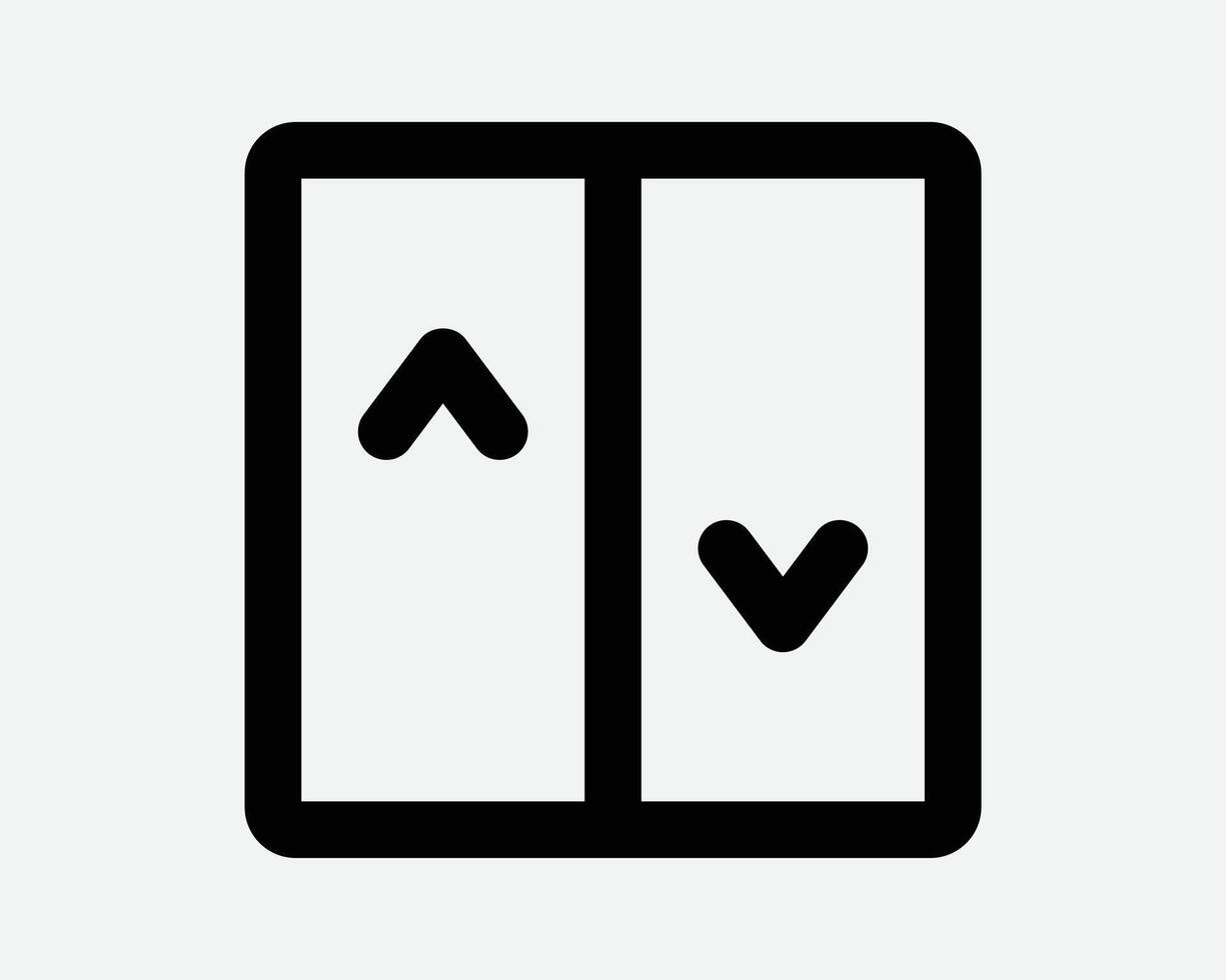 Elevator Line Icon with up down arrow. Outline graphic symbol sign of lift with arrows pointing descent ascent for office building floors at lobby vector