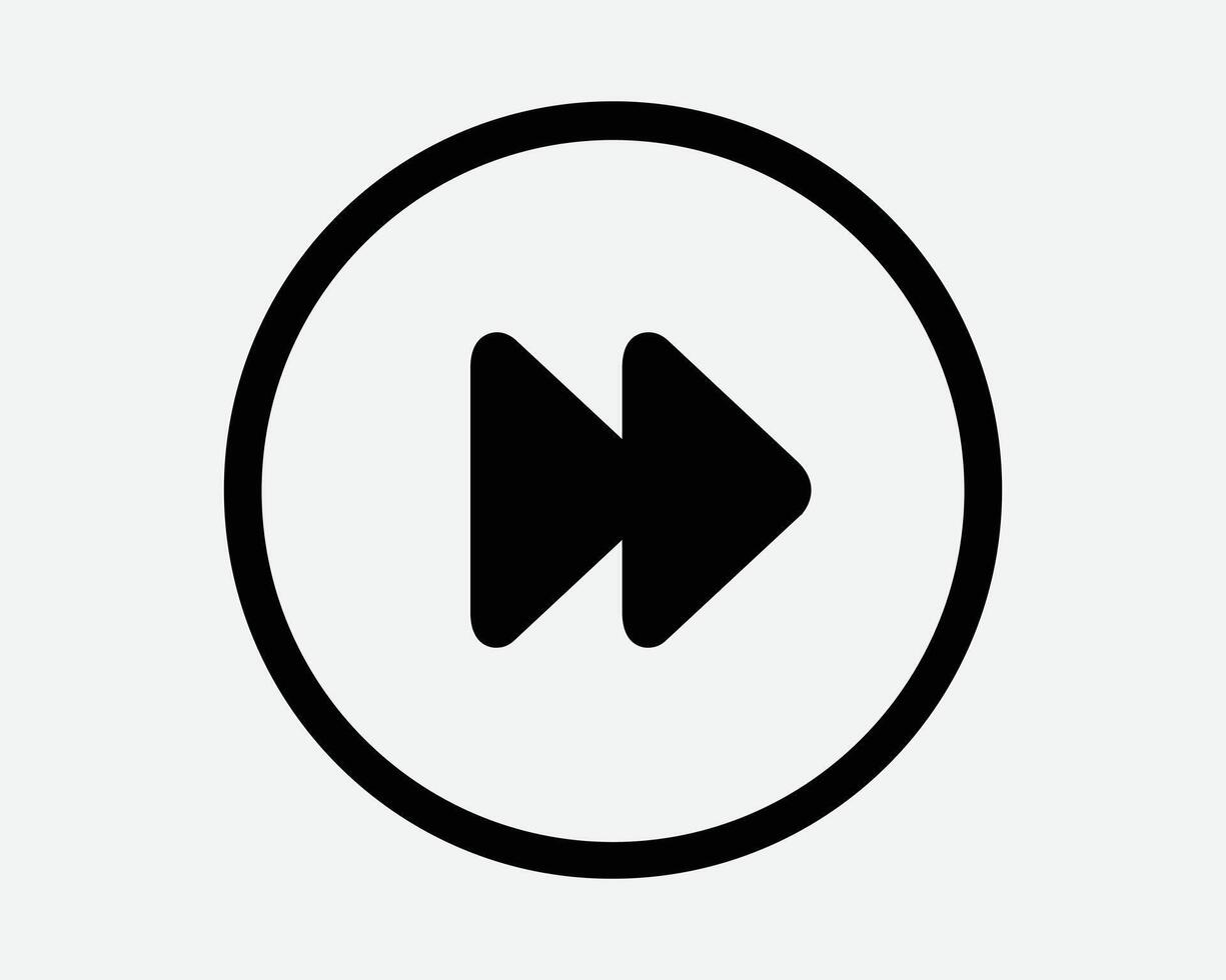 Fast Forward Media Icon Double Right Arrow Direction Skip Ahead Audio Movie Song Soundtrack Multimedia Player Round Button Navigation Control vector
