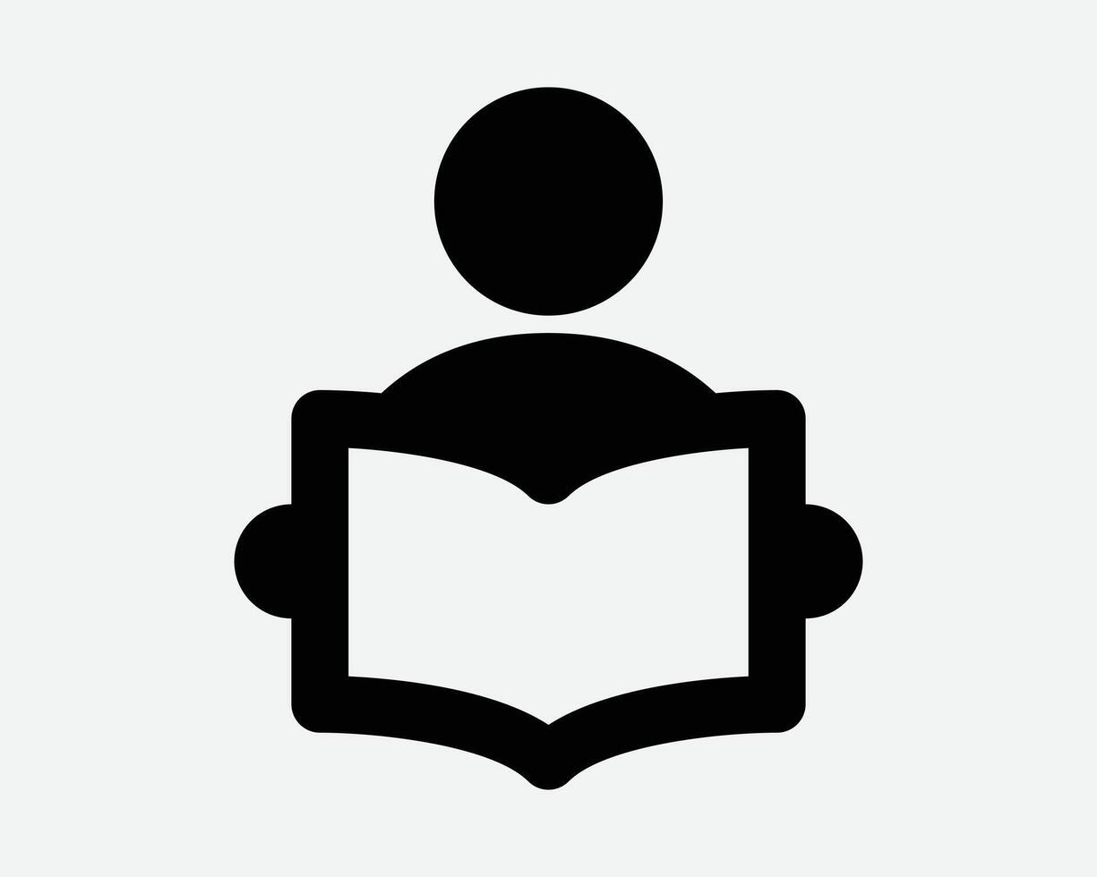 Person Reading Icon Student Read Book Reader Library Study Studying Learn Learning Education Class Stick Figure Man Male Character Storybook Symbol vector