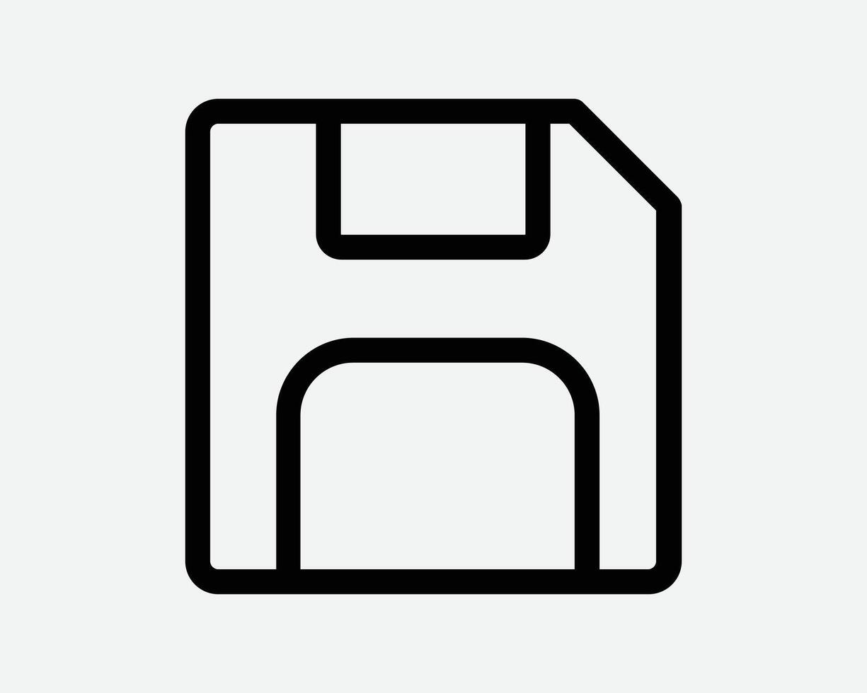 Computer File Save Line Icon Digital Document Floppy Disk Saving Folder Memory Hard Drive Space Backup Copy Cloud Storage Old Retro Graphic Symbol vector