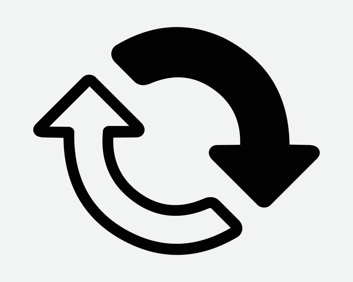 Circular Black White Arrow Refresh Redo Circle Spin Arrowhead Direction Spinning Rotate Repeat System Update Sync Reload Reset Change Process Symbol vector