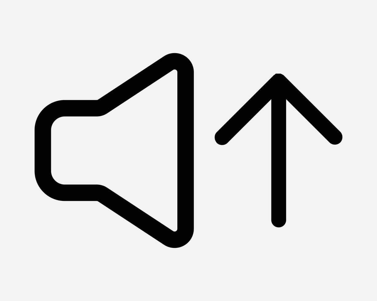 Increase Volume Speaker Icon Black Line Arrow Pointing Point Up Scale Media Sound Control Multimedia Controller Broadcasting Level Levels Outline Shape vector