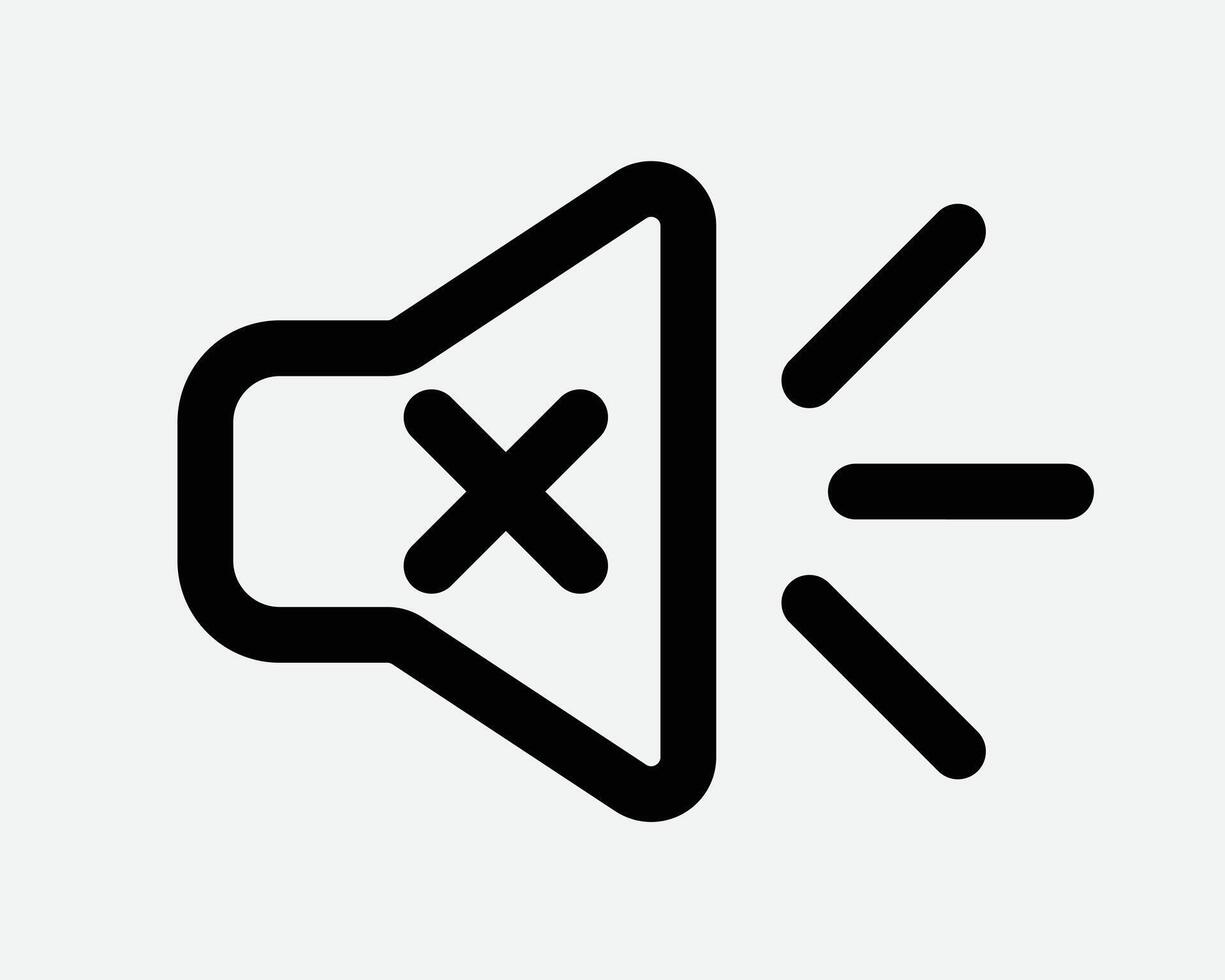 Speaker Mute Line Icon Loudspeaker Silent Ringer Silence Turn Off Broadcast Message Sound Music Volume Media Control Shutdown Black Sign Symbol Outline vector