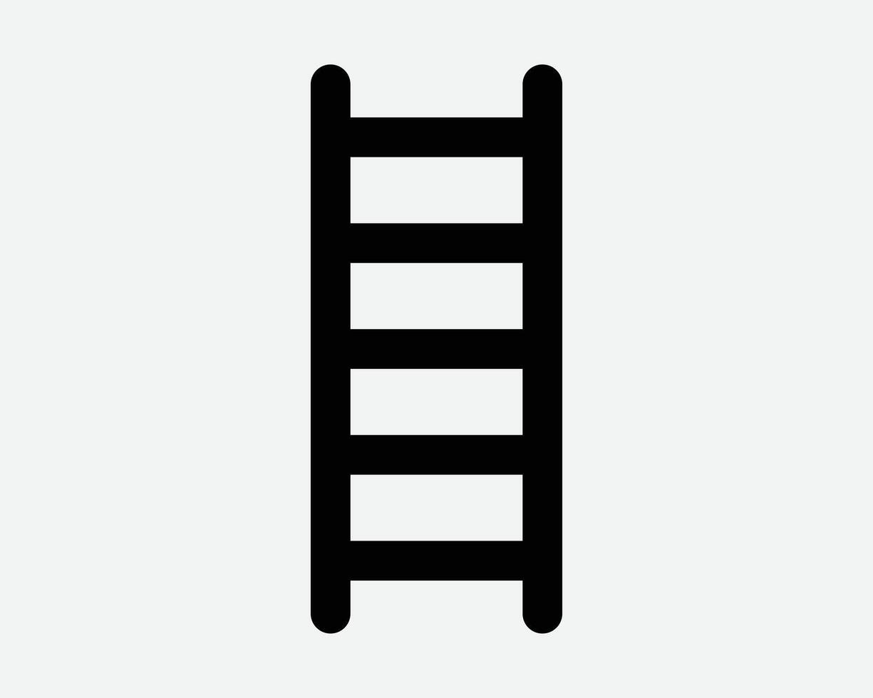 Step Ladder Black and White Icon. Graphic image of construction staircase stairs steps for climbing up to access utility work for home project Symbol vector