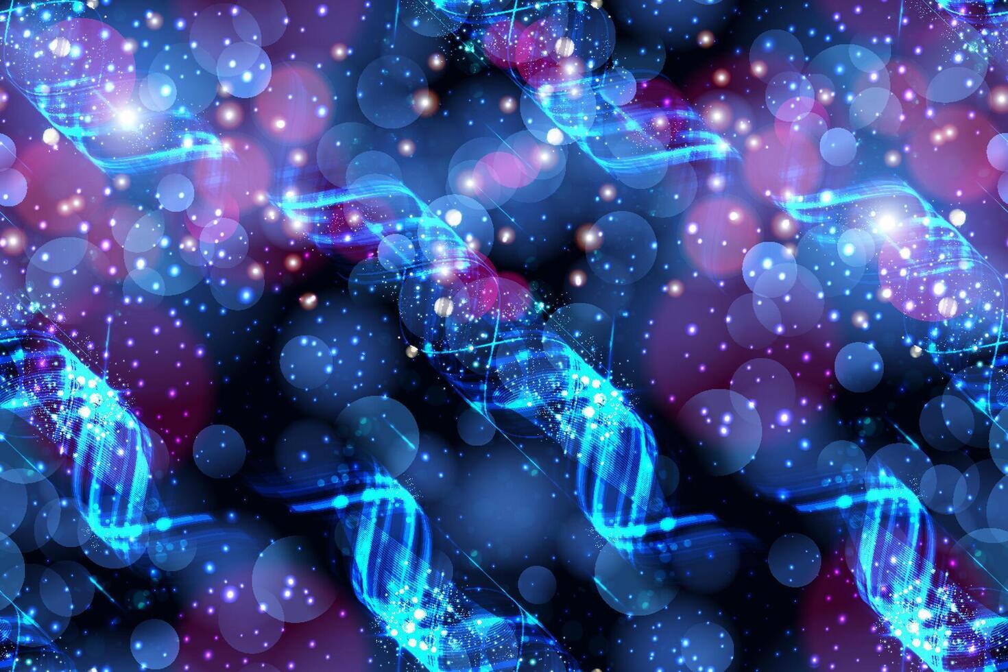 Colorful DNA strands on a dark background vector