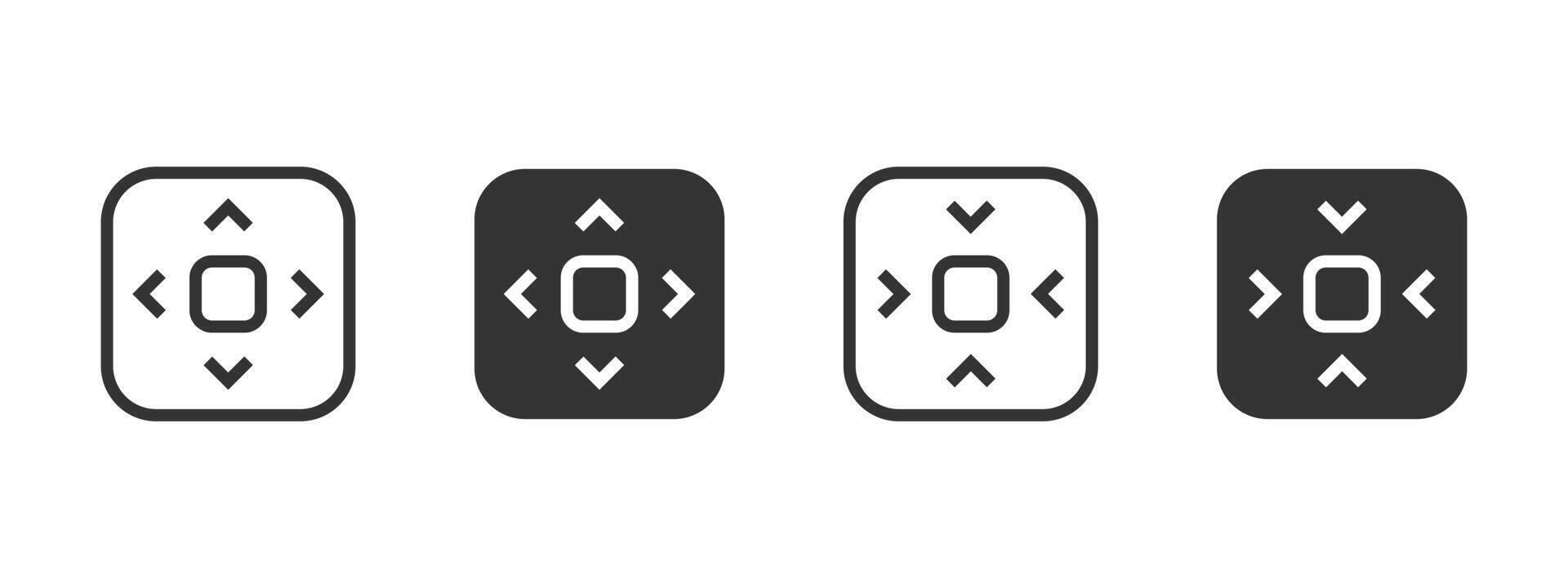 Navigation icon. Four arrows button illustration. Used for moving or adjusting direction symbol. Interface control for remote or screen alignment sign. Functional UI navigation pictogram. vector