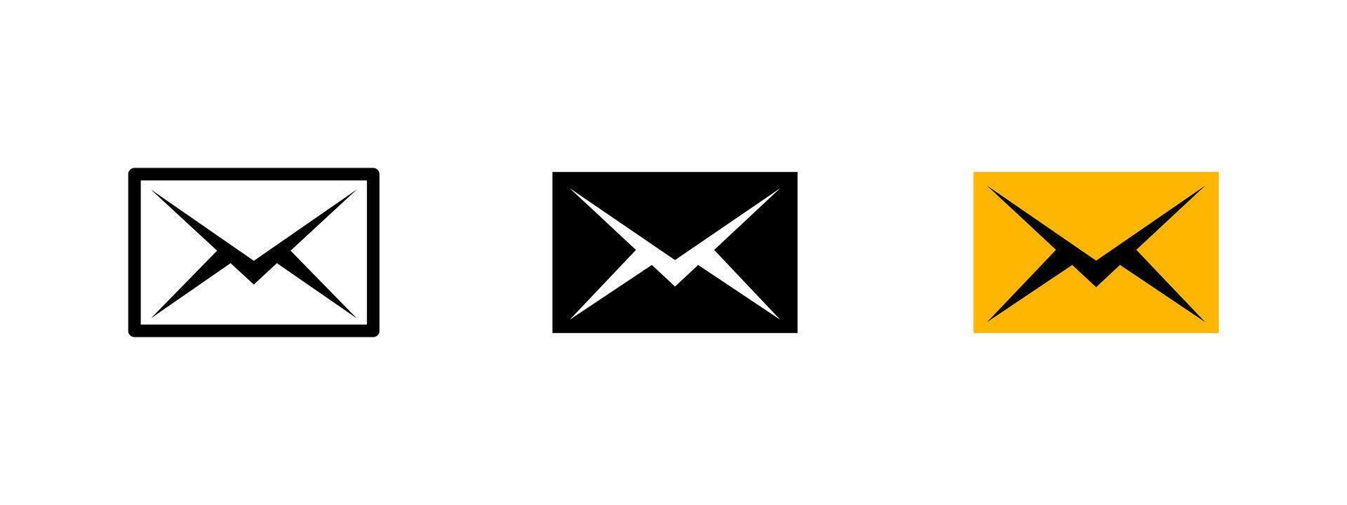 Email icon. Closed envelope symbol with sharp angular style illustration. Incoming mail or unread message symbol. Used in UI alerts and communication tools sign. Envelope pictogram. vector