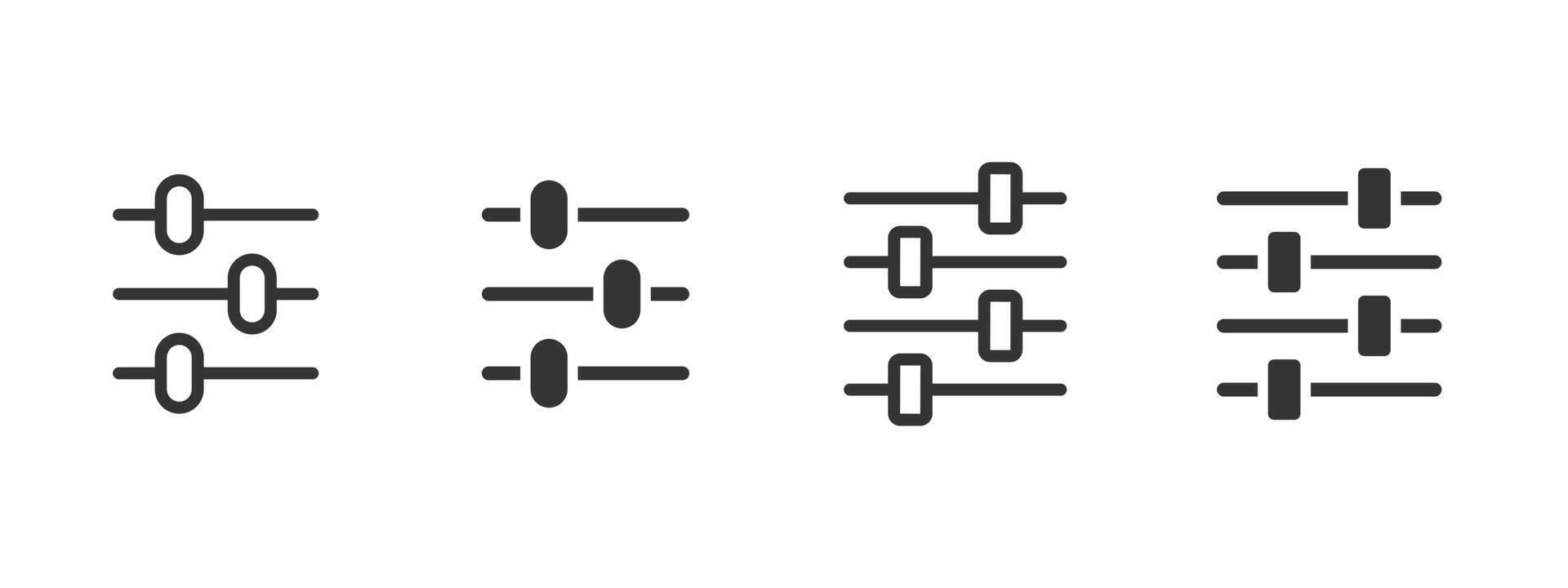 Settings sliders icon. Horizontal control bars for sound, equalizer, and customization illustration. Interface adjustment and configuration symbol. System management and optimization sign. vector