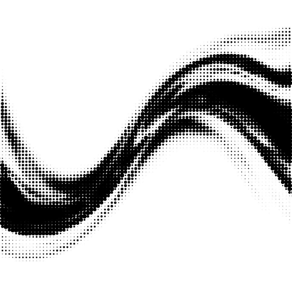 Abstract black and white halftone wave pattern. Dynamic optical illusion with curved lines, modern retro style background. vector