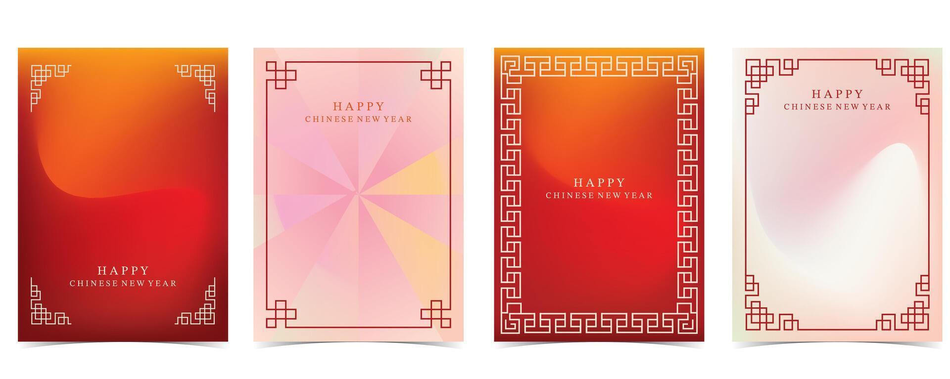 Red and gold gradient Chinese frame background for Chinese new year, menu, poster, card invitations and social media template vector