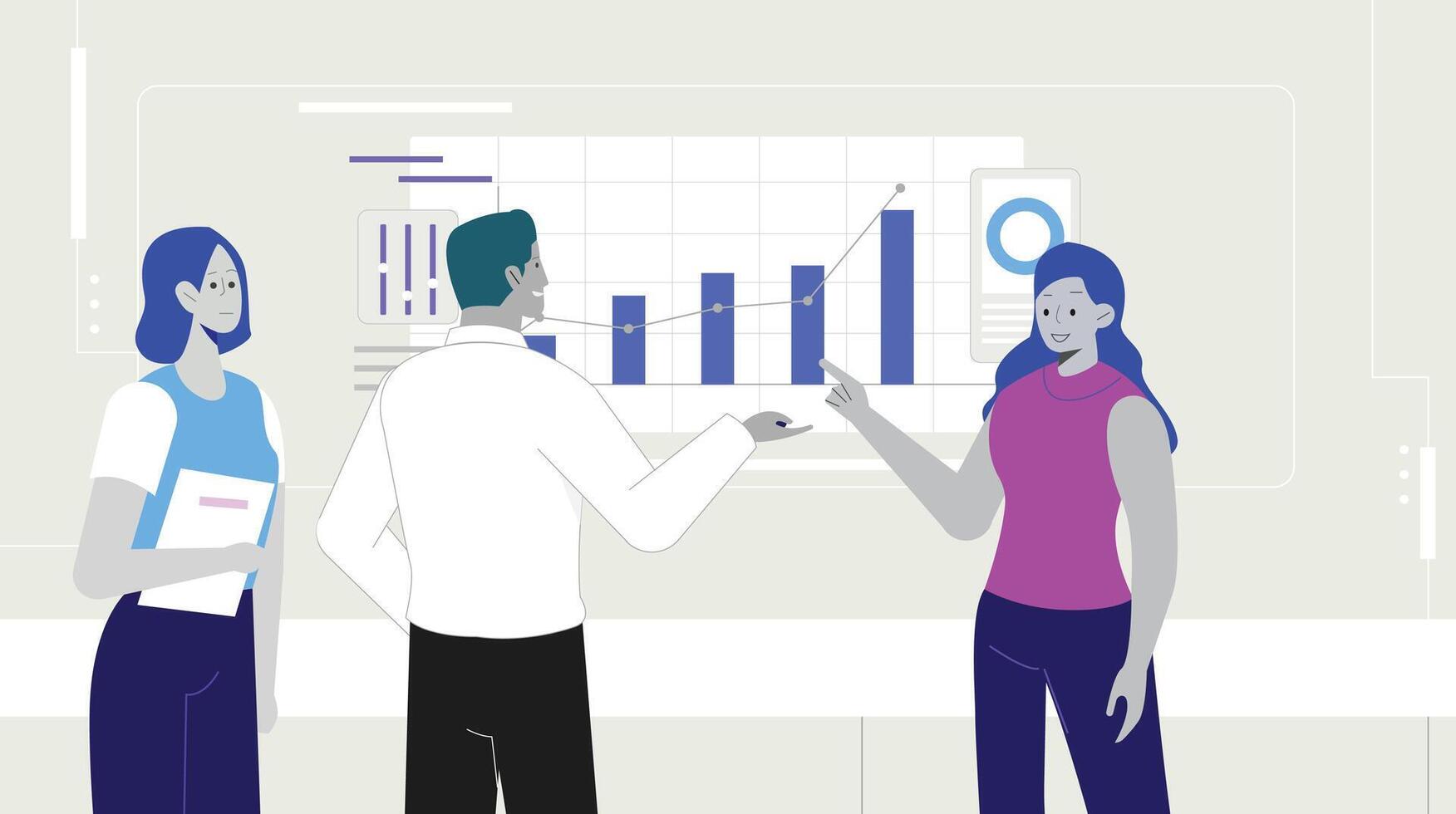 Business team discussing metrics vector