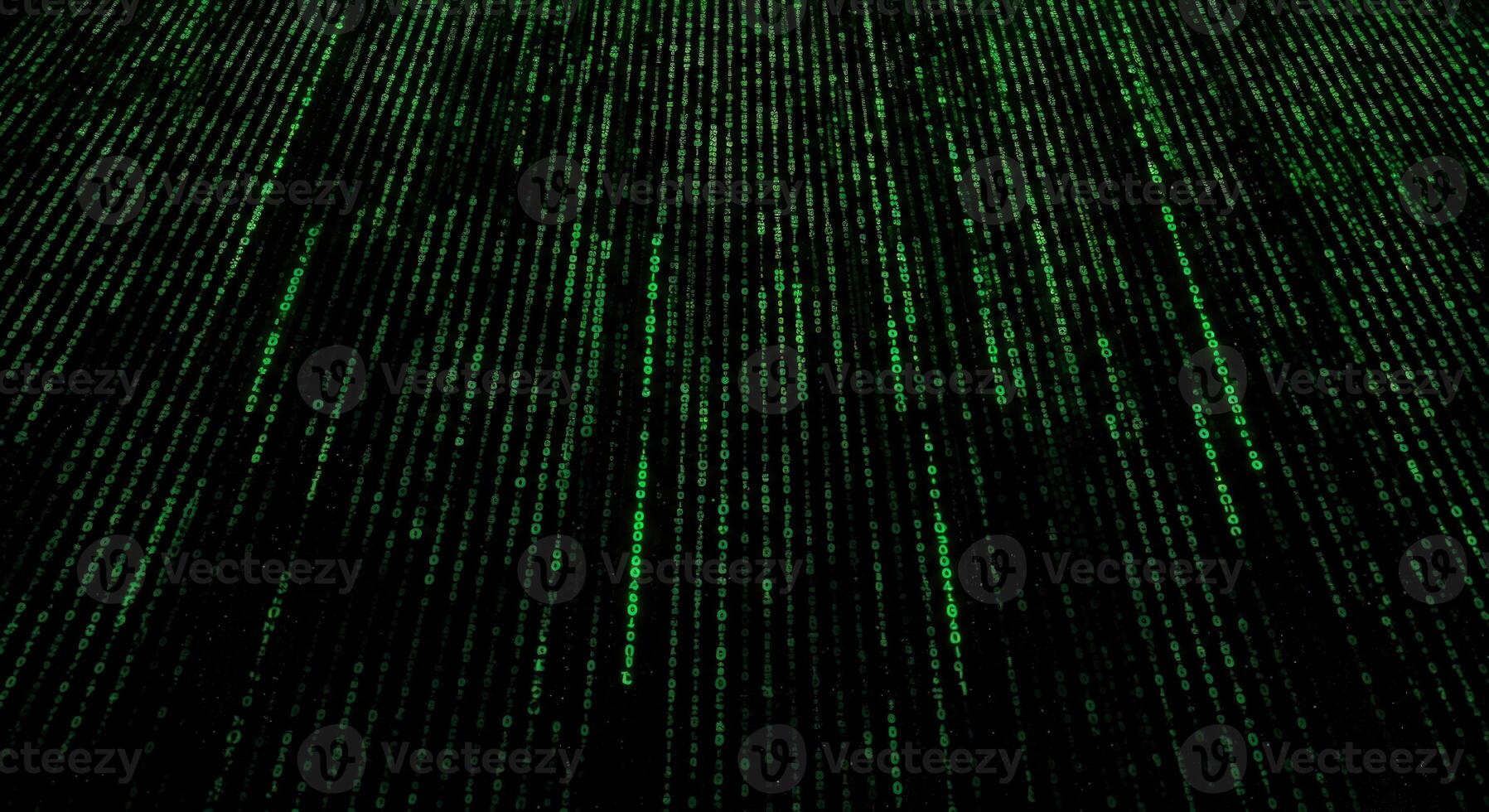 Digital rain of binary code stream data photo