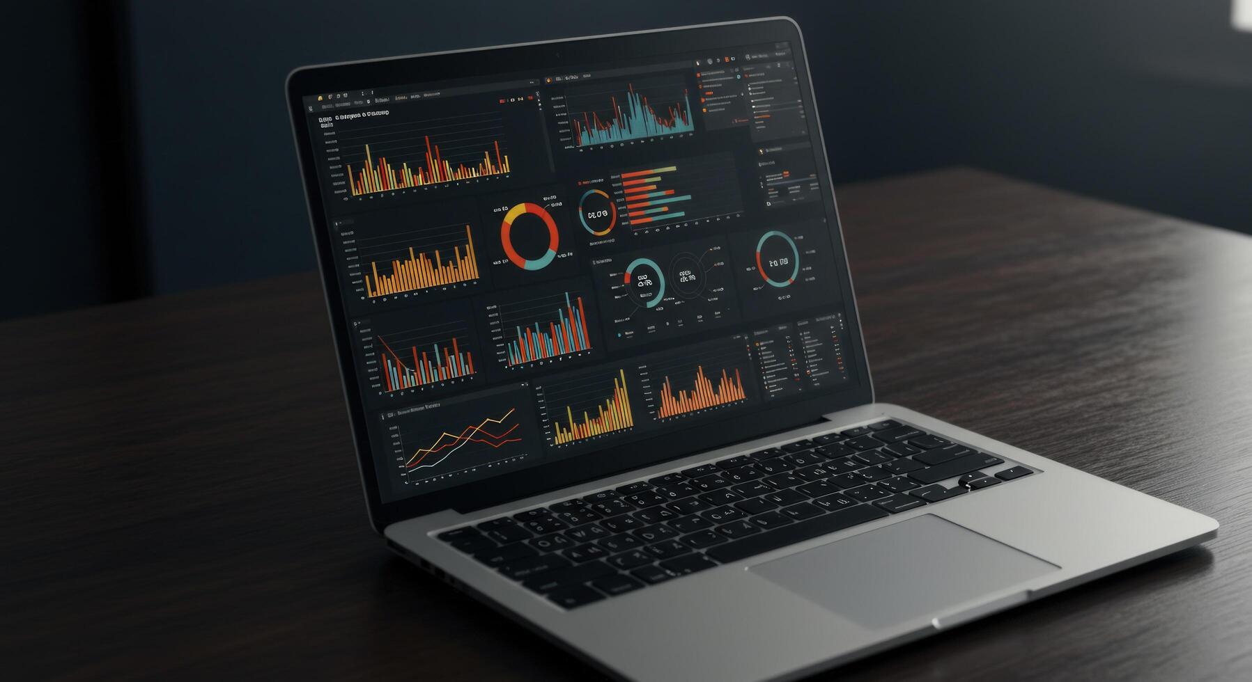 Laptop displaying data analytics and business intelligence dashboard photo