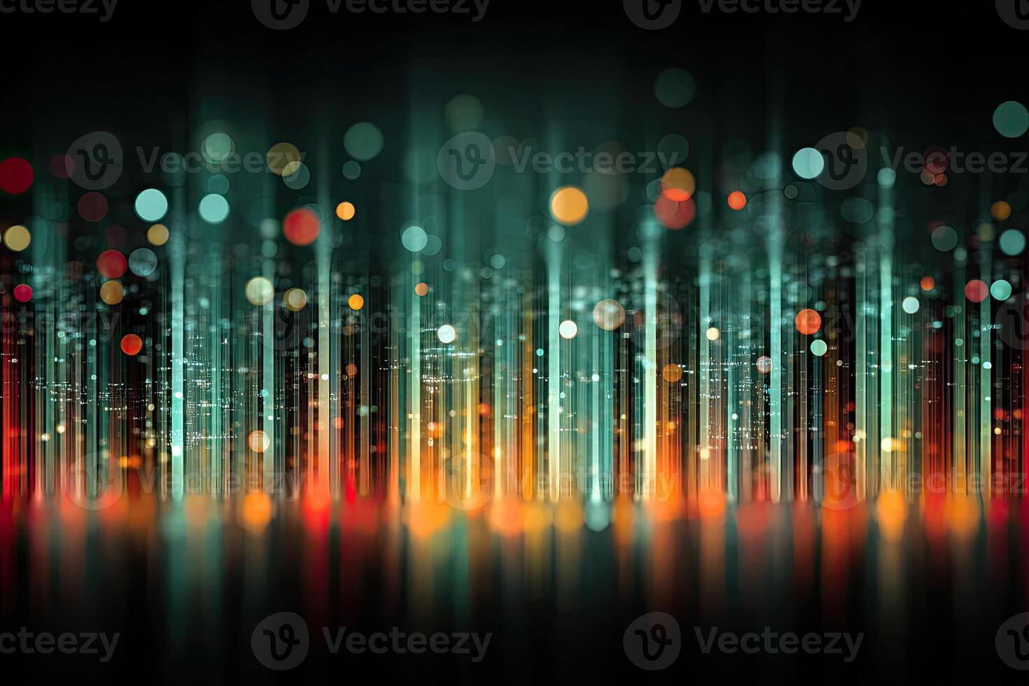 Abstract digital art with vertical lines and glowing particles photo