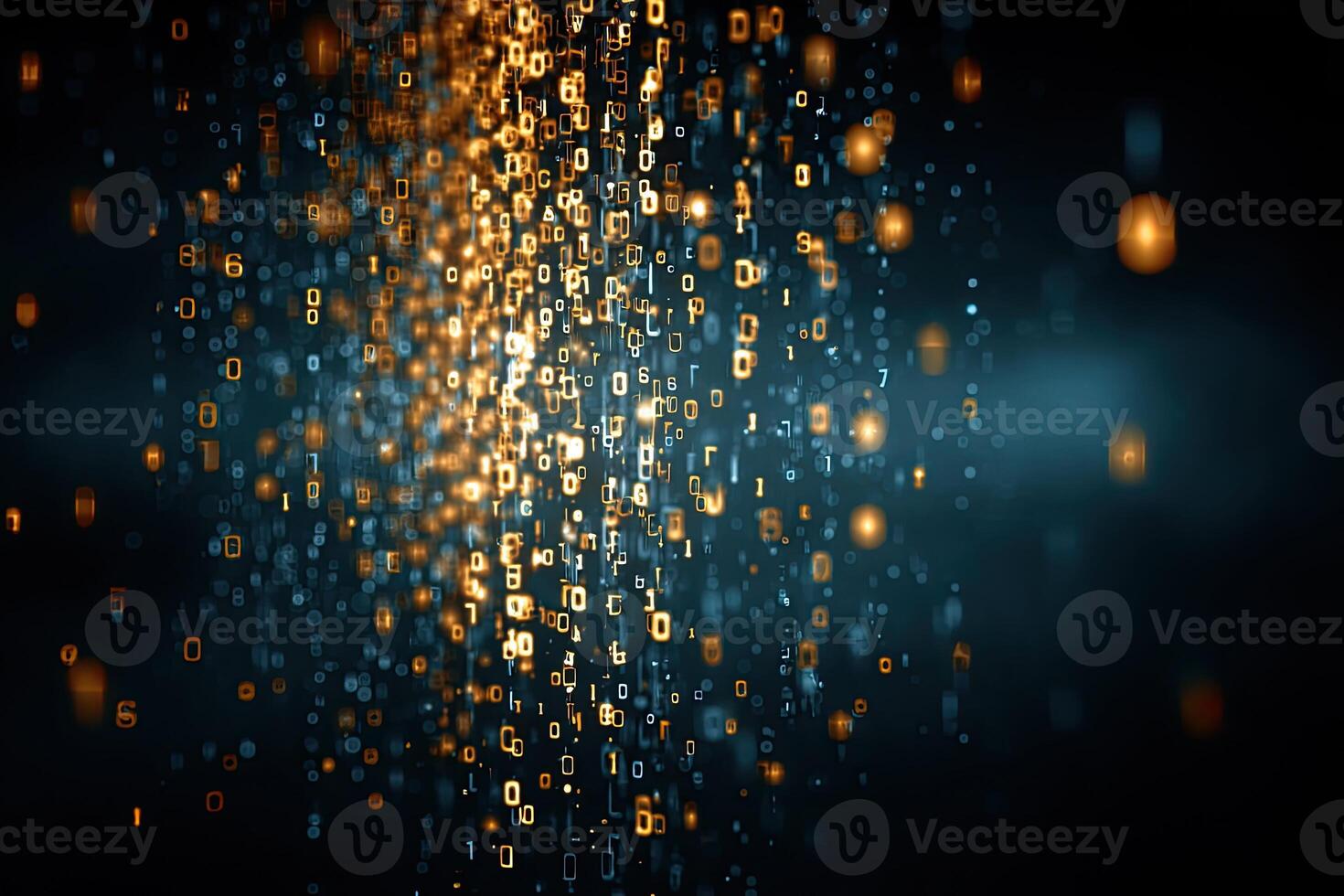 Binary code streams cascading photo