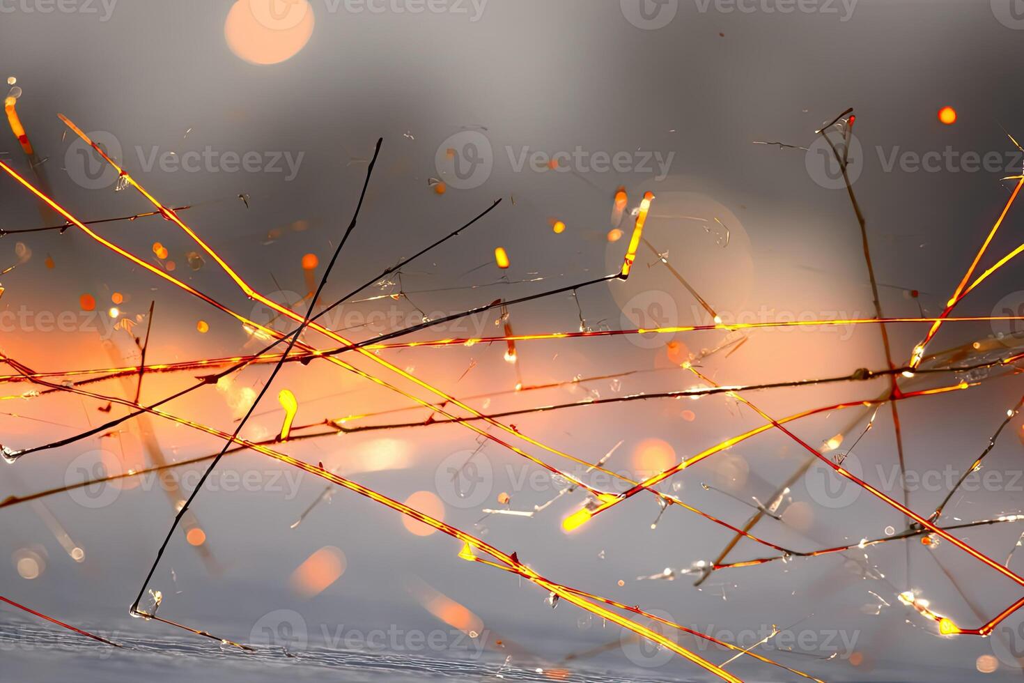 Abstract design with intertwined lines and glowing dots photo