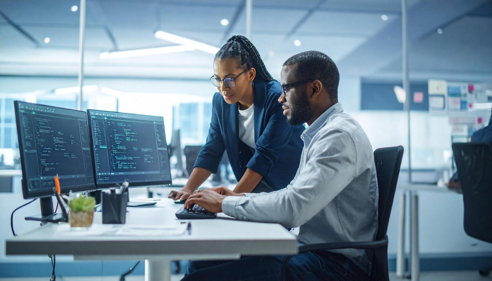 Software Developers Teamwork on a Coding Project photo