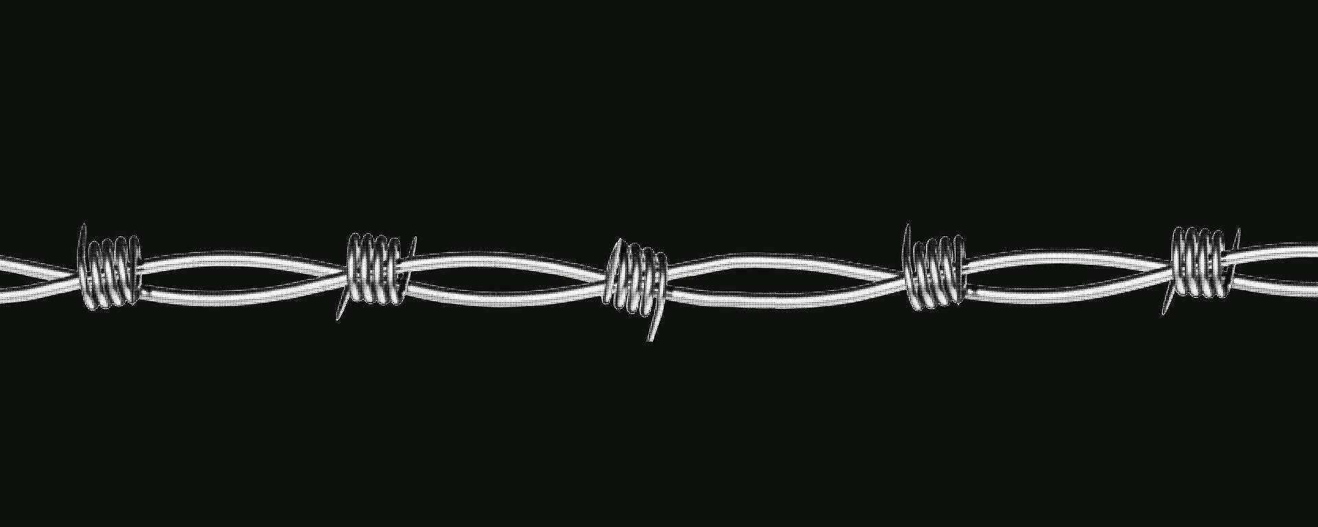 A horizontal collage background showcases a contrasting barbed wire design in retro style, blending darker elements to create visual interest and texture. vector