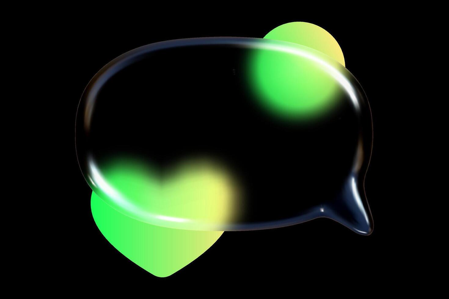3D glass speech bubbles with geometric gradient shapes creating a dynamic visual effect in a modern digital space. vector
