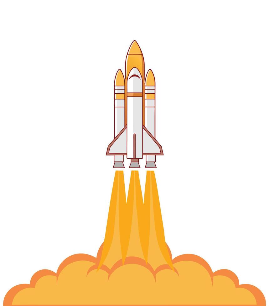 Rocket launch on white background vector