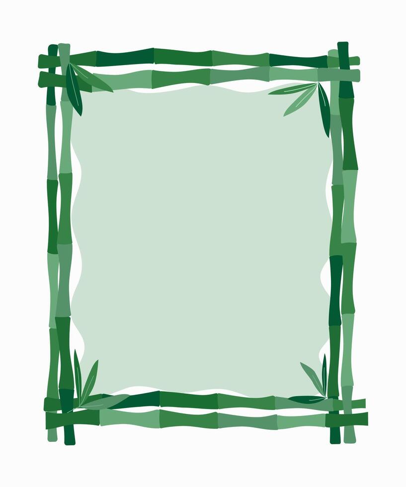 Bamboo. Vertical plant nature background, photo frame. Frame, border with stems and leaves. Banner with place for text. vector