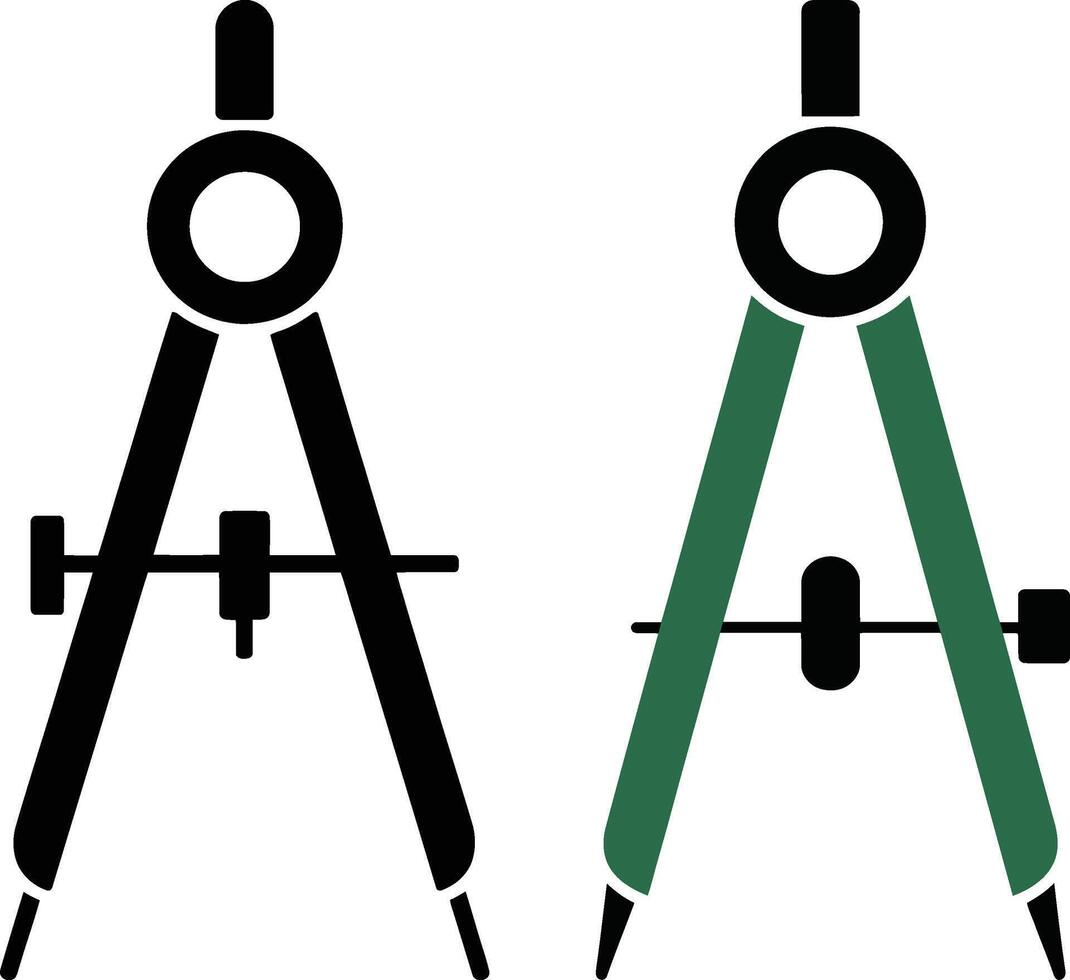 Geometric compass tools for precision drawing and drafting in architecture and design. illustration of a compass vector