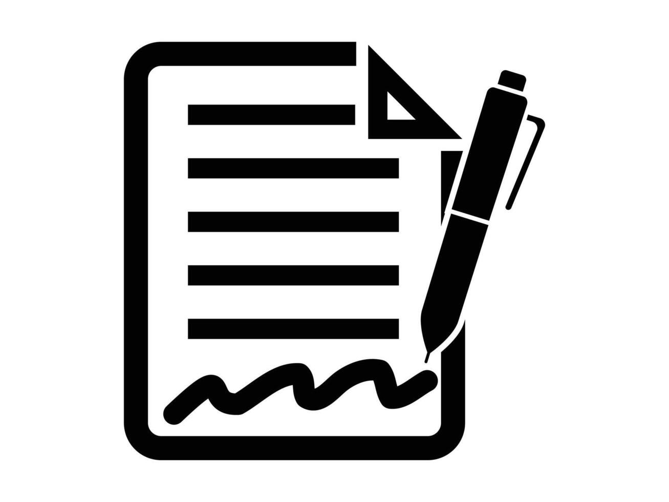 Pen Signing a Contract Icon with Signature and Paper Symbol Isolated on White Background for Graphic and Web Design vector