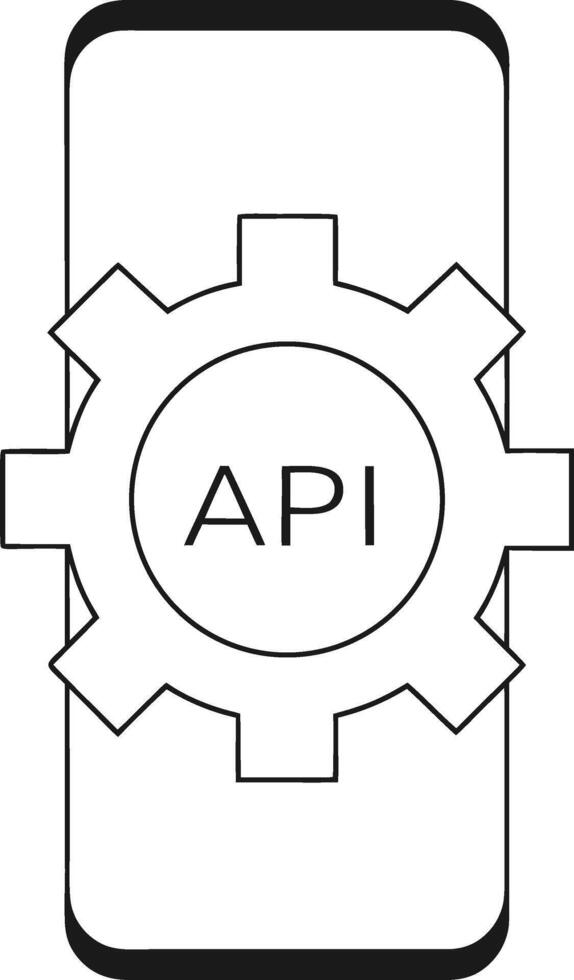 Smartphone with A P I gear icon application programming interface vector