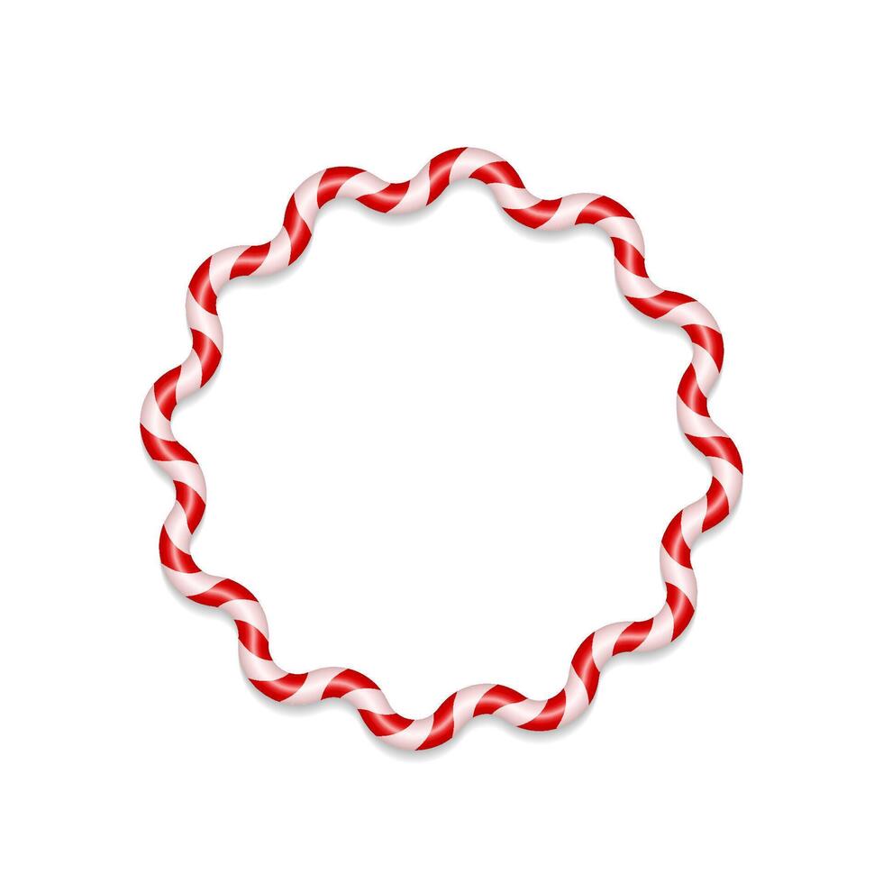 Cane border wavy round frame. 2s realistic element vector