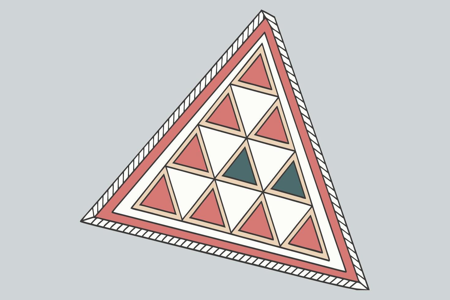 Intricate triangular geometric pattern featuring red white and green triangles vector