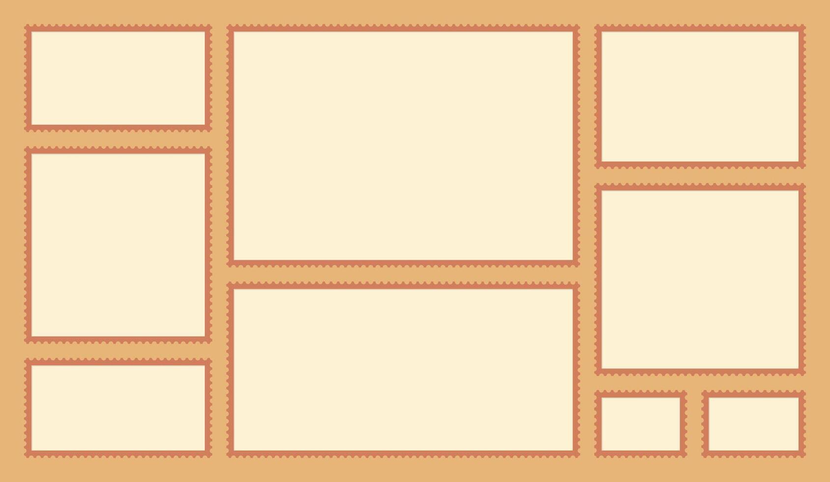 A collection of blank rectangular and square stamp frames collage vector