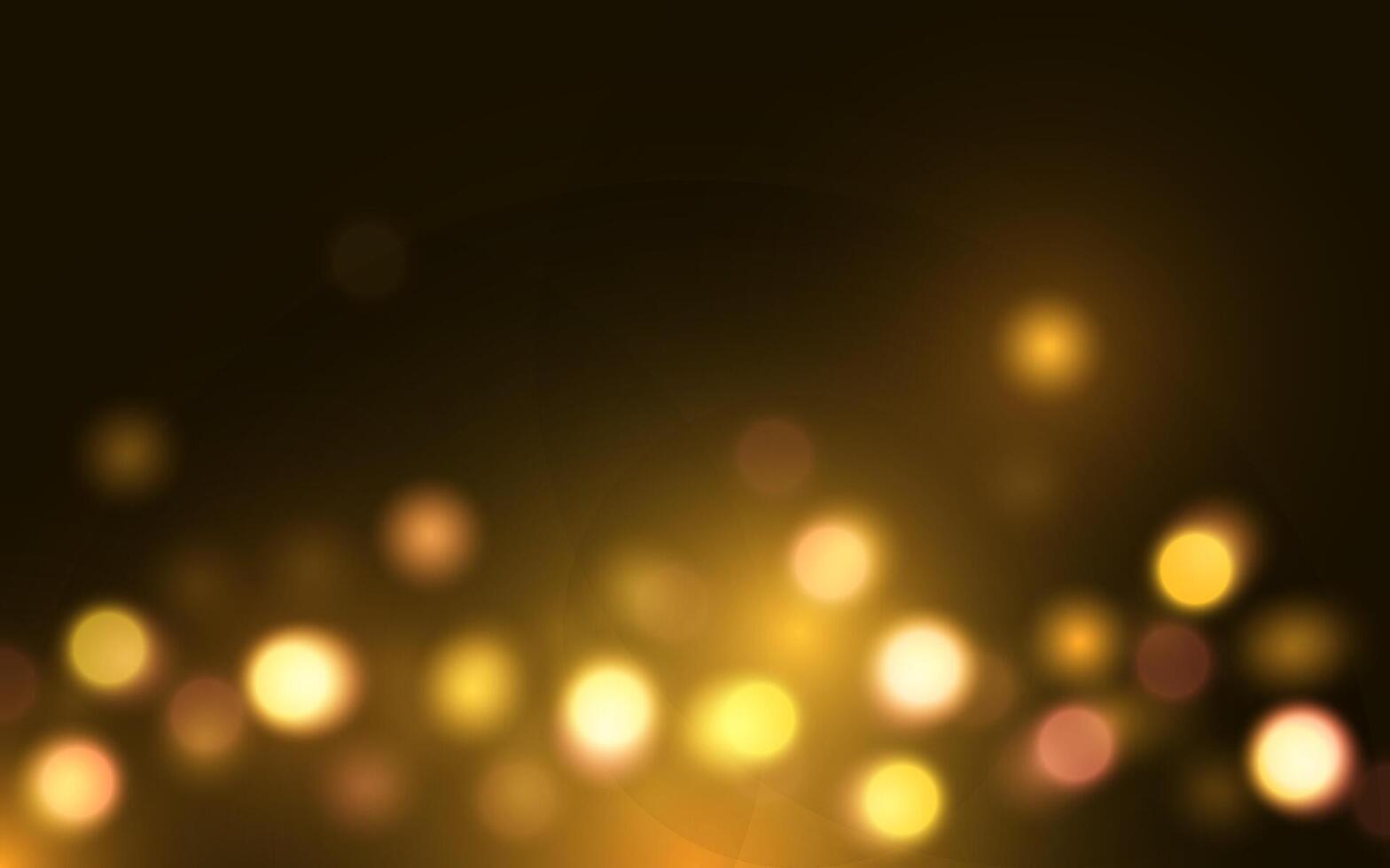 Golden Bokeh Light Background on Dark Elegant Tone. Soft Glowing Abstract Sparkles for Luxury Celebration, Background decoration vector