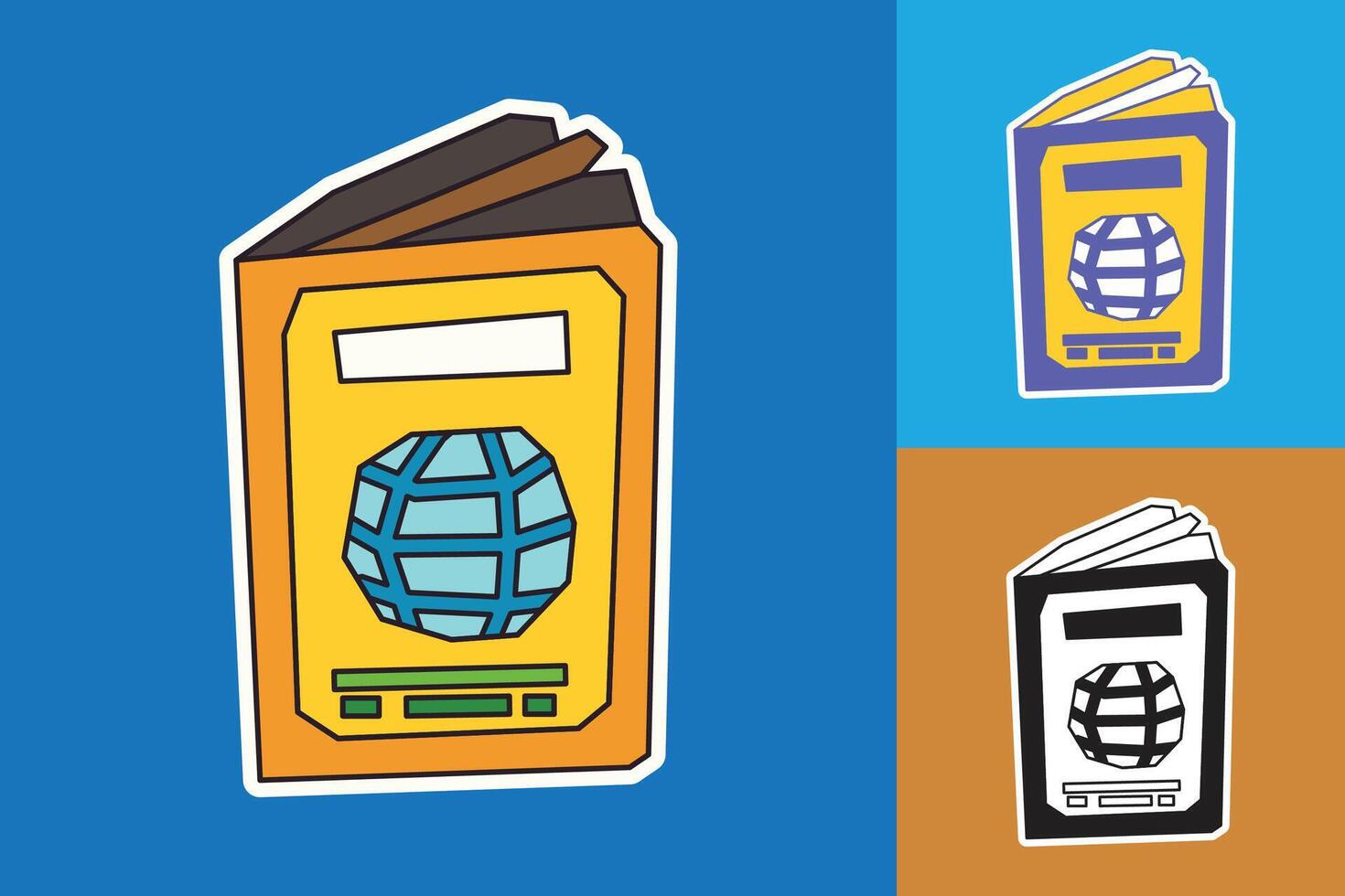 Passport Sticker made in Cutout and Flat Design and Dark Line Art in Three Color Style vector